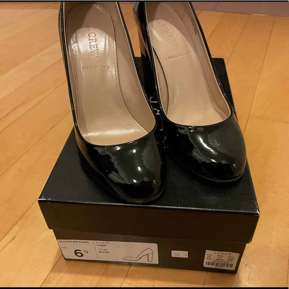 👠 J Crew Etta Black Patent Pumps, size 6.5